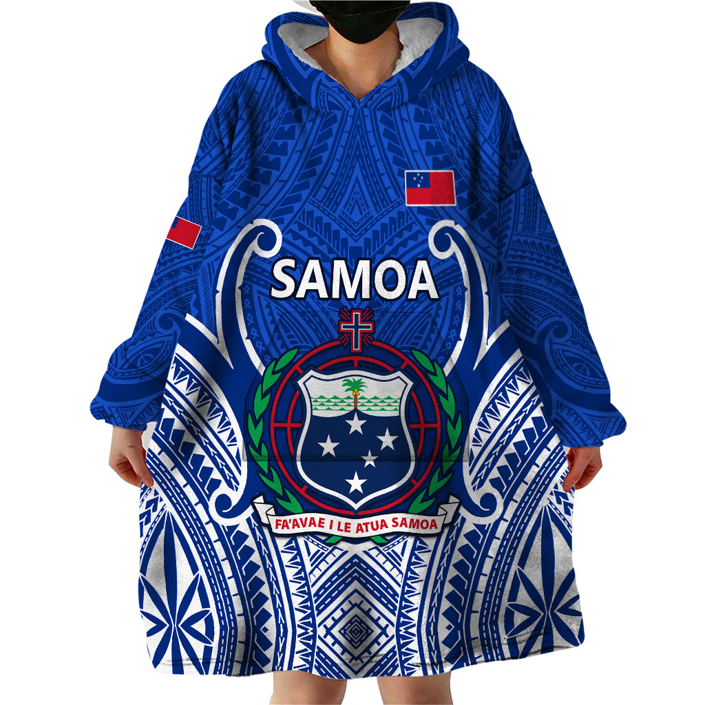 Custom Samoa Rugby Wearable Blanket Hoodie Manu Samoa Go 2023 World Cup LT01 - Polynesian Pride