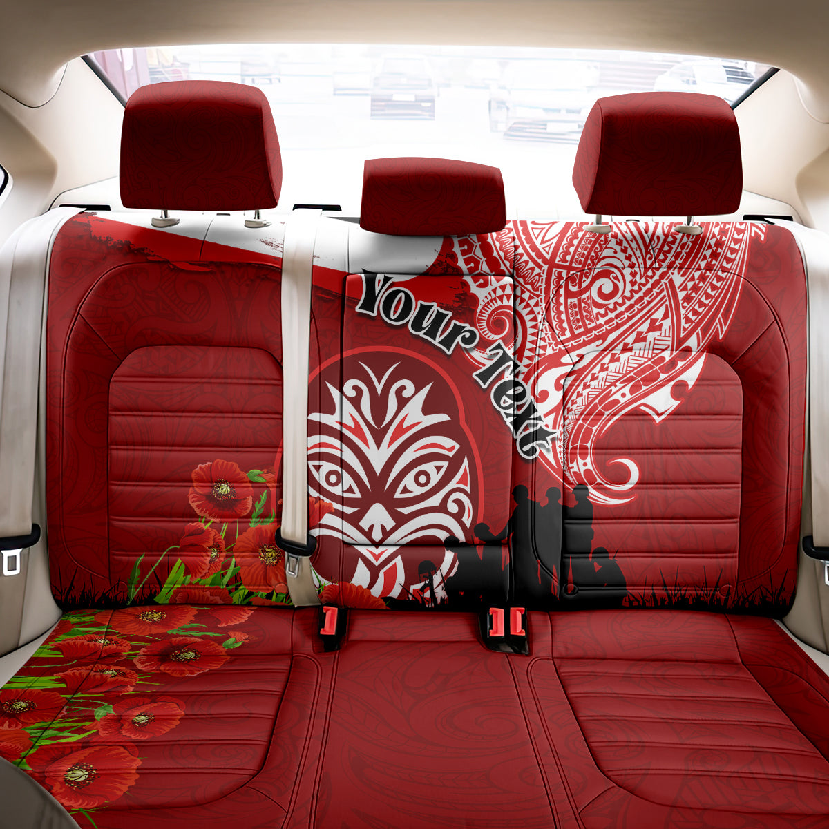 New Zealand ANZAC Waitangi Day Back Car Seat Cover Lest We Forget Soldier Tiki Maori Style LT03 - Polynesian Pride