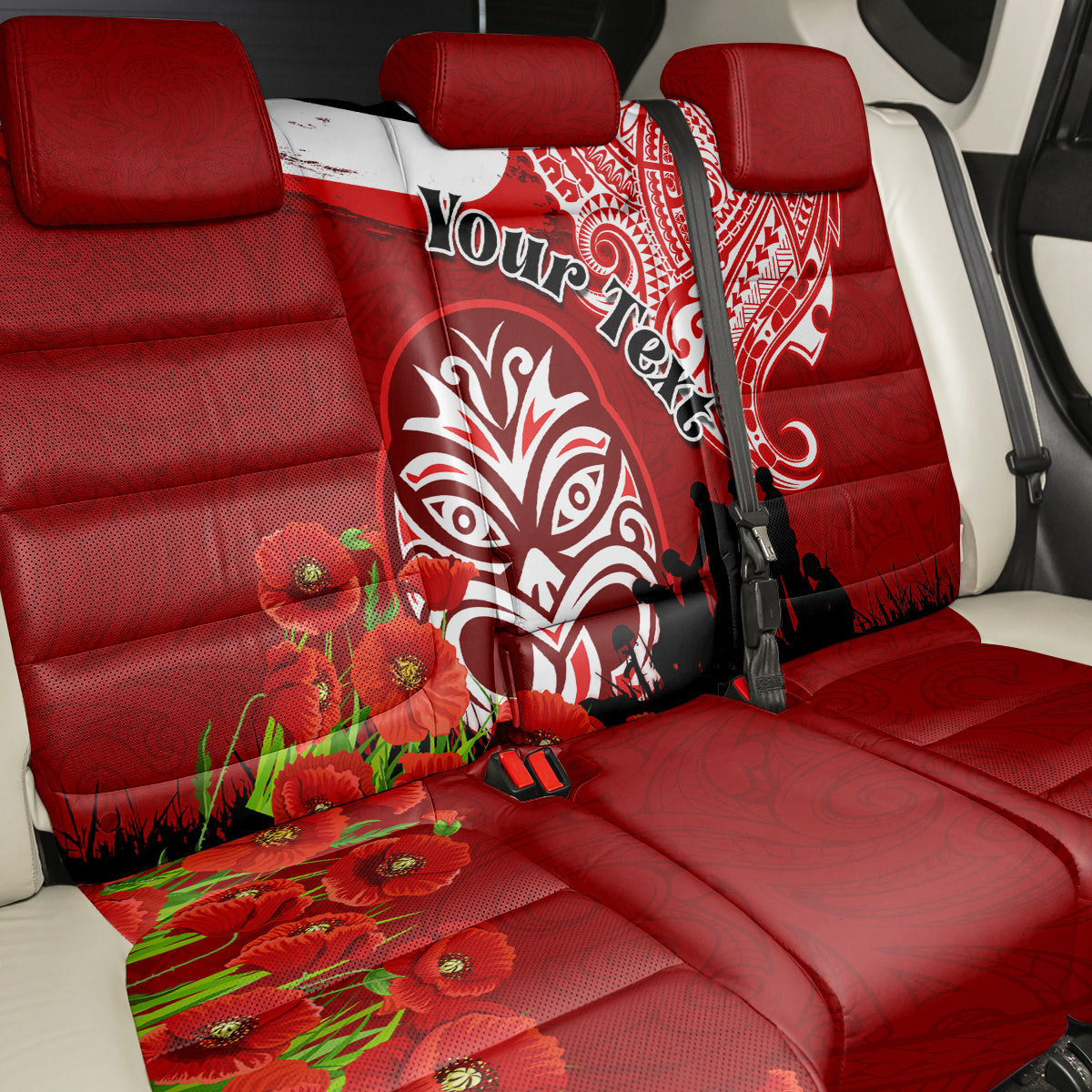 New Zealand ANZAC Waitangi Day Back Car Seat Cover Lest We Forget Soldier Tiki Maori Style LT03 - Polynesian Pride