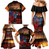 New Zealand Tui Bird Soldier ANZAC Family Matching Mermaid Dress and Hawaiian Shirt Lest We Forget LT03 - Polynesian Pride