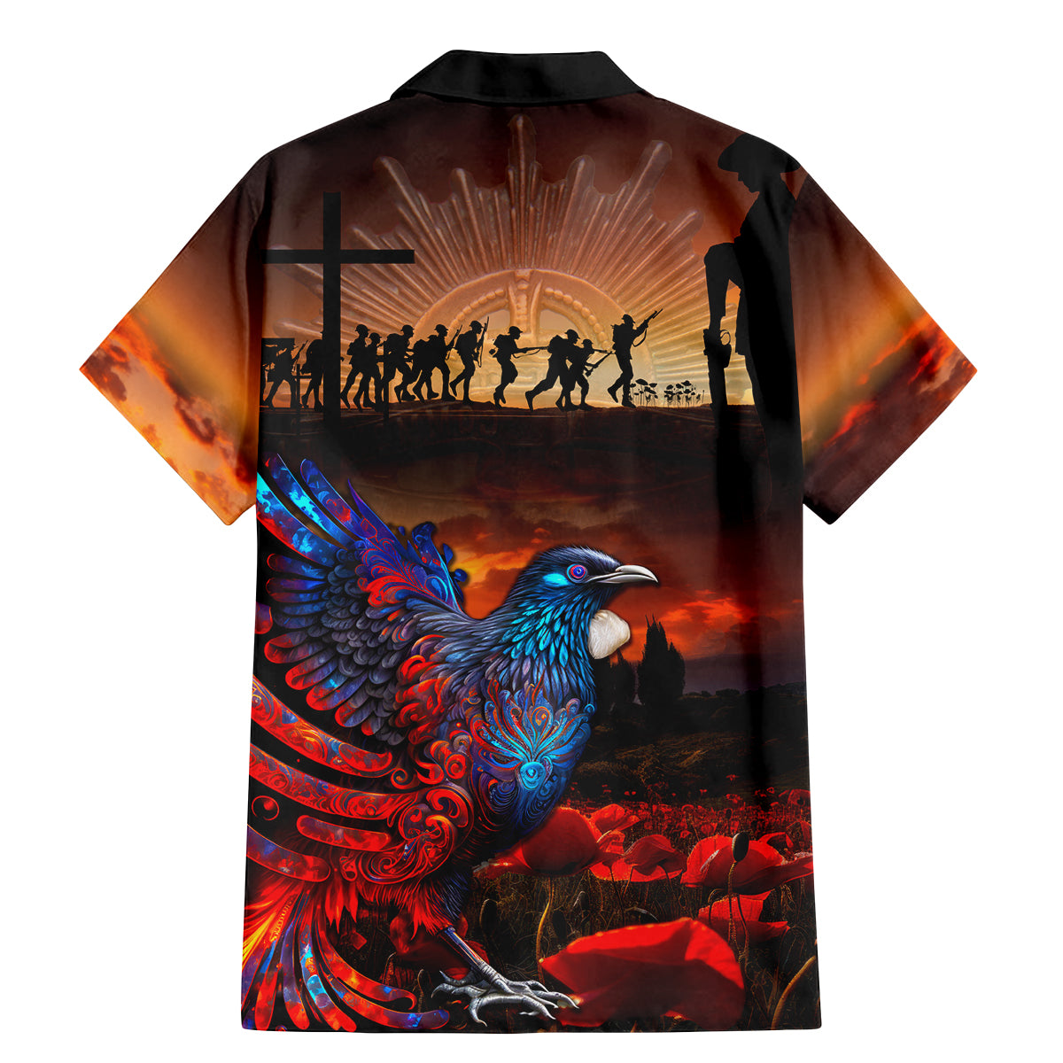 New Zealand Tui Bird Soldier ANZAC Family Matching Mermaid Dress and Hawaiian Shirt Lest We Forget LT03 - Polynesian Pride