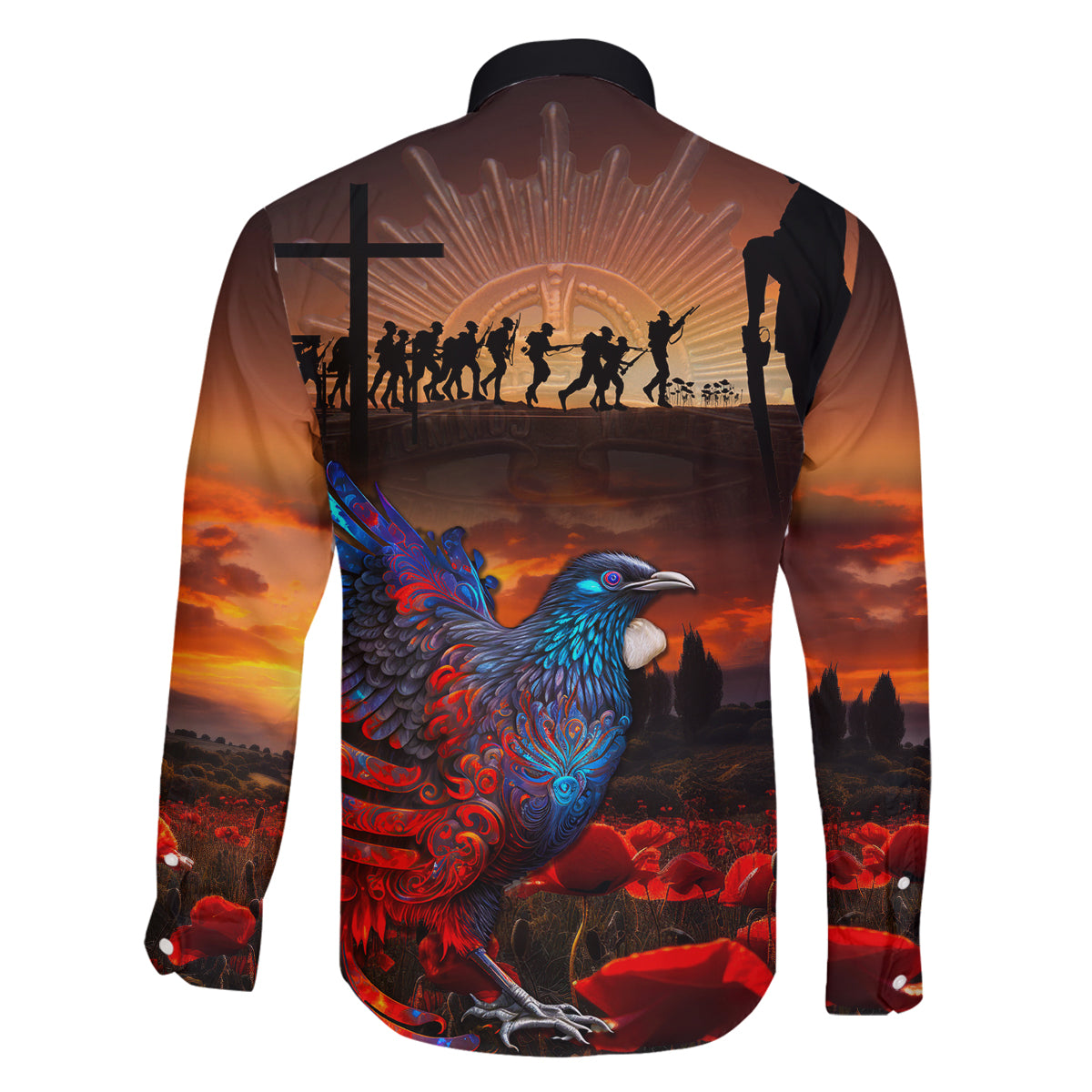 New Zealand Tui Bird Soldier ANZAC Family Matching Mermaid Dress and Hawaiian Shirt Lest We Forget LT03 - Polynesian Pride