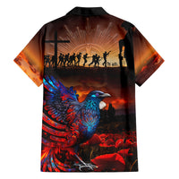 New Zealand Tui Bird Soldier ANZAC Family Matching Off Shoulder Long Sleeve Dress and Hawaiian Shirt Lest We Forget LT03 - Polynesian Pride