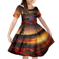 New Zealand Tui Bird Soldier ANZAC Family Matching Off Shoulder Maxi Dress and Hawaiian Shirt Lest We Forget LT03 Daughter's Dress Black - Polynesian Pride