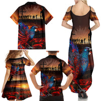 New Zealand Tui Bird Soldier ANZAC Family Matching Summer Maxi Dress and Hawaiian Shirt Lest We Forget LT03 - Polynesian Pride
