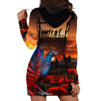 New Zealand Tui Bird Soldier ANZAC Hoodie Dress Lest We Forget LT03 - Polynesian Pride