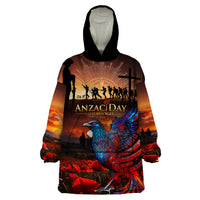 New Zealand Tui Bird Soldier ANZAC Wearable Blanket Hoodie Lest We Forget LT03 One Size Black - Polynesian Pride