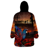 New Zealand Tui Bird Soldier ANZAC Wearable Blanket Hoodie Lest We Forget LT03 - Polynesian Pride