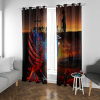 New Zealand Tui Bird Soldier ANZAC Window Curtain Lest We Forget LT03
