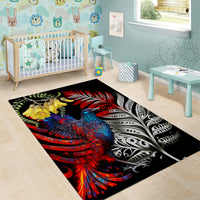 New Zealand Kohwhai Tui Bird Area Rug Silver Fern Version LT03 - Polynesian Pride