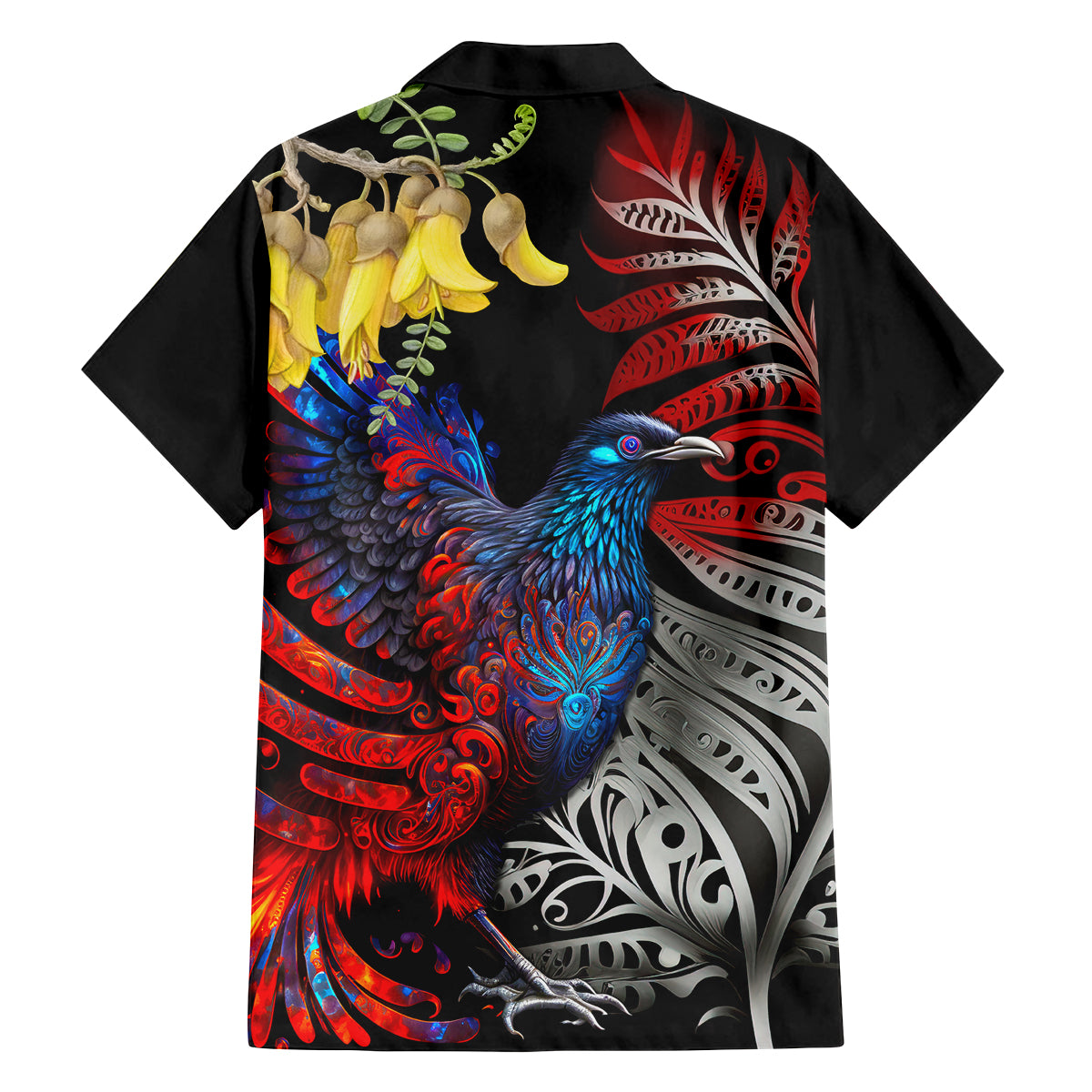 New Zealand Kohwhai Tui Bird Family Matching Puletasi and Hawaiian Shirt Silver Fern Version LT03 - Polynesian Pride