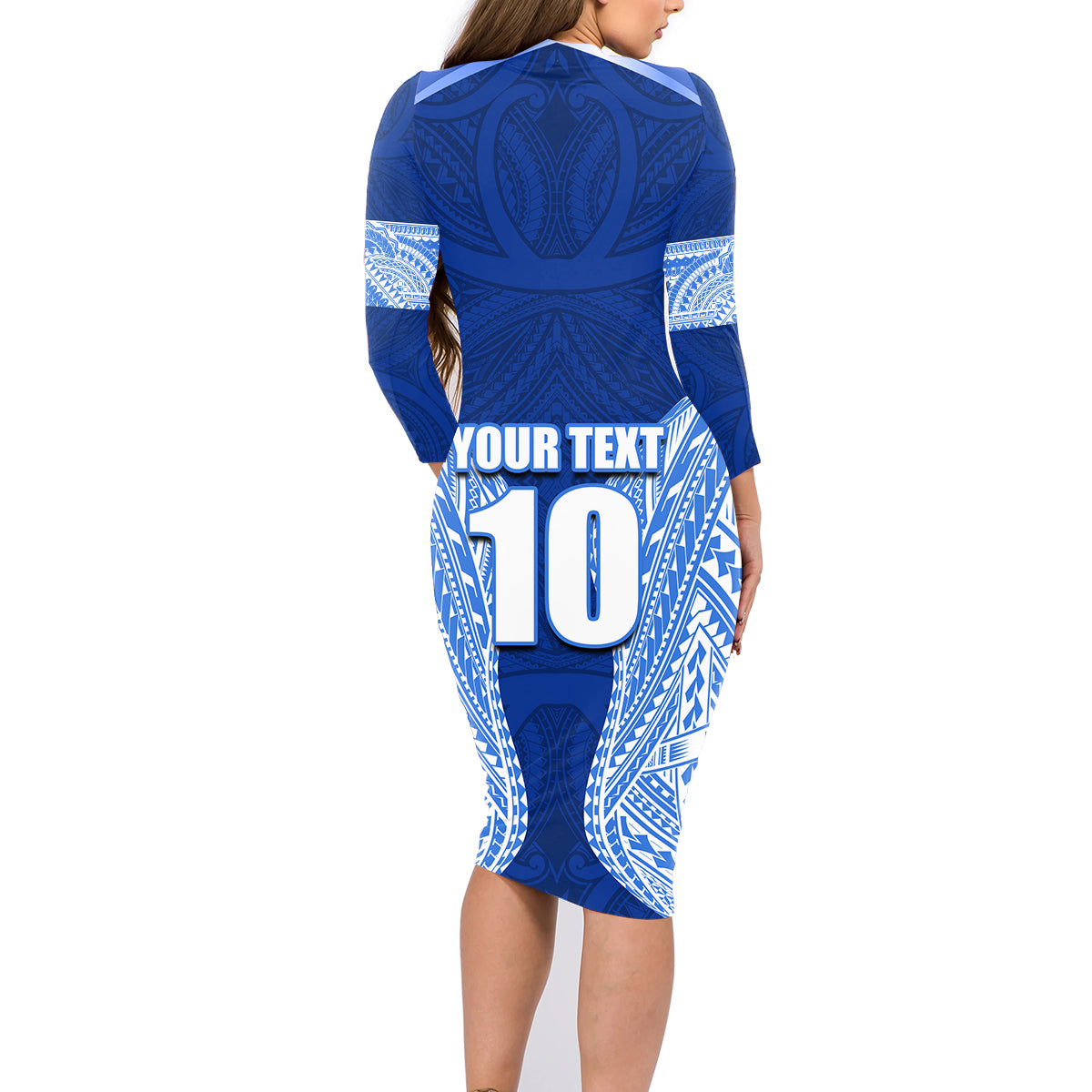 Custom Manu Samoa Rugby Family Matching Long Sleeve Bodycon Dress and Hawaiian Shirt Polynesian Tattoo LT03 - Polynesian Pride