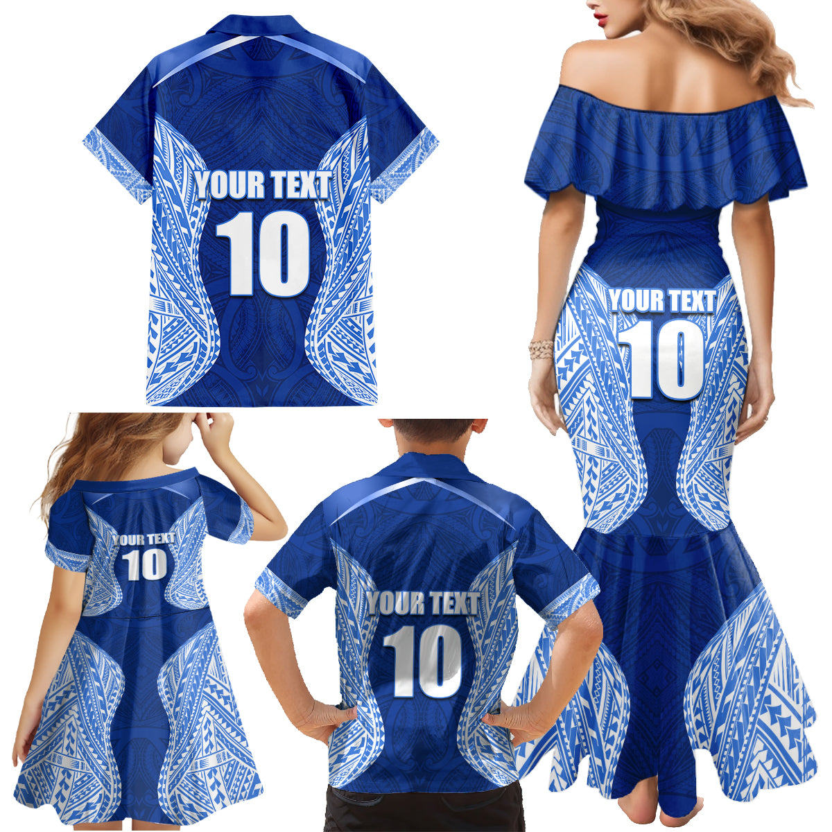 Custom Manu Samoa Rugby Family Matching Mermaid Dress and Hawaiian Shirt Polynesian Tattoo LT03 - Polynesian Pride