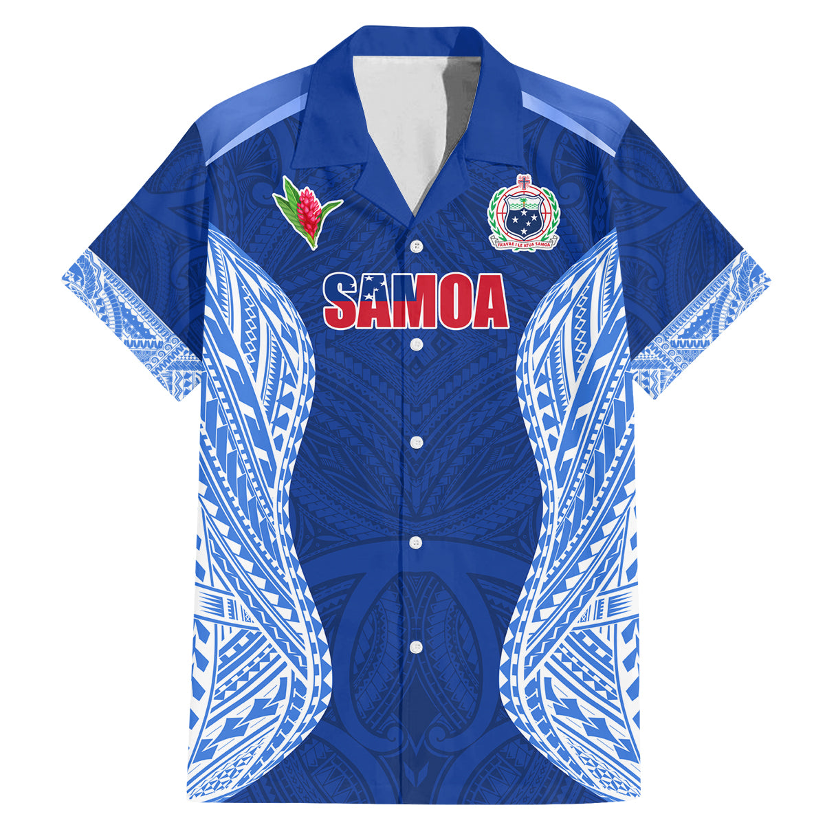 Custom Manu Samoa Rugby Family Matching Mermaid Dress and Hawaiian Shirt Polynesian Tattoo LT03 Dad's Shirt - Short Sleeve Blue - Polynesian Pride