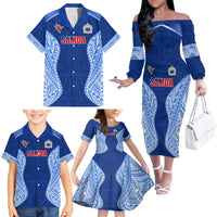 Custom Manu Samoa Rugby Family Matching Off The Shoulder Long Sleeve Dress and Hawaiian Shirt Polynesian Tattoo LT03 - Polynesian Pride