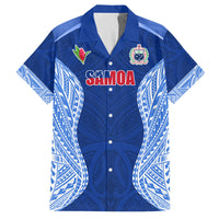 Custom Manu Samoa Rugby Family Matching Summer Maxi Dress and Hawaiian Shirt Polynesian Tattoo LT03 Dad's Shirt - Short Sleeve Blue - Polynesian Pride