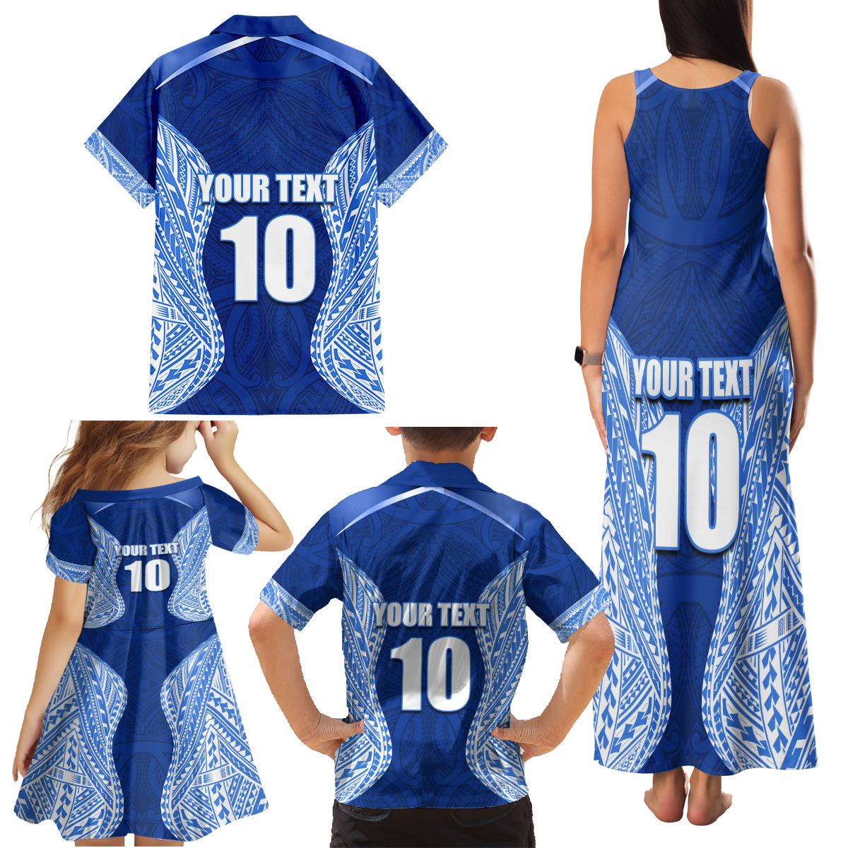 Custom Manu Samoa Rugby Family Matching Tank Maxi Dress and Hawaiian Shirt Polynesian Tattoo LT03 - Polynesian Pride