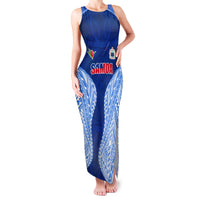 Custom Manu Samoa Rugby Family Matching Tank Maxi Dress and Hawaiian Shirt Polynesian Tattoo LT03 Mom's Dress Blue - Polynesian Pride