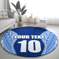 Custom Manu Samoa Rugby Round Carpet Polynesian Tattoo