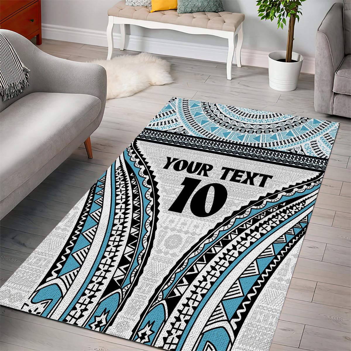 Custom Flying Fijians Rugby Area Rug Tapa Tribal Cloth LT03 - Polynesian Pride