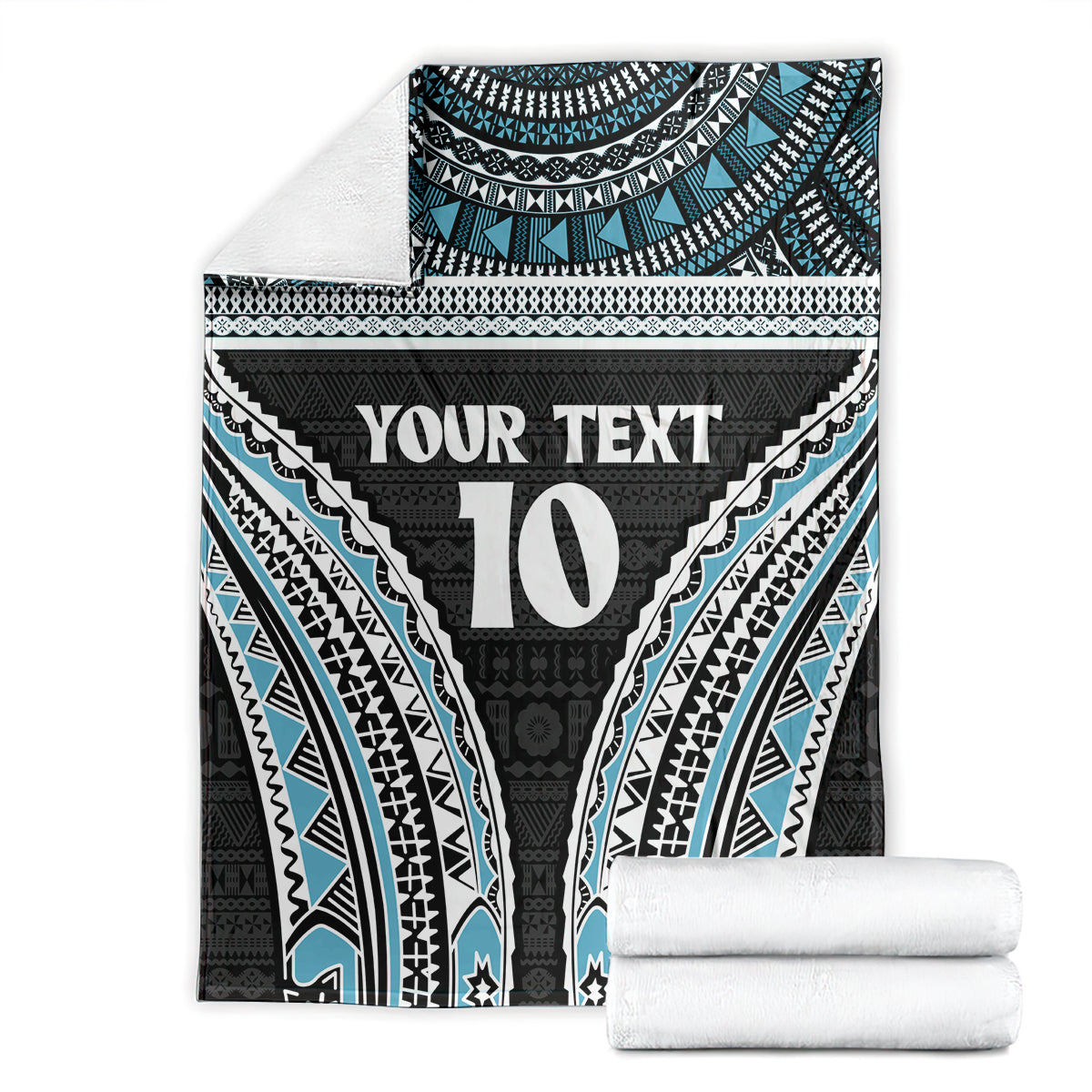 Custom Flying Fijians Rugby Blanket Tapa Tribal Cloth Black Color