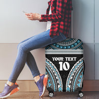 Custom Flying Fijians Rugby Luggage Cover Tapa Tribal Cloth Black Color LT03 - Polynesian Pride