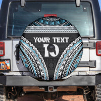 Custom Flying Fijians Rugby Spare Tire Cover Tapa Tribal Cloth Black Color LT03 Black - Polynesian Pride