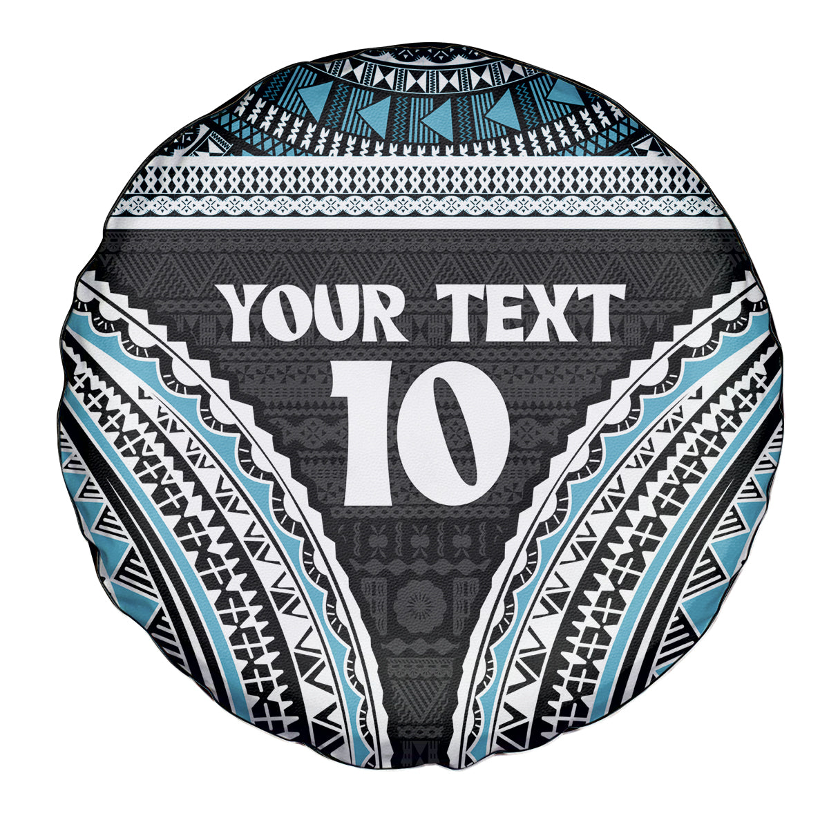 Custom Flying Fijians Rugby Spare Tire Cover Tapa Tribal Cloth Black Color LT03 - Polynesian Pride