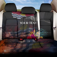 Personalised Kiribati Independence Day Back Car Seat Cover Frigatebird and Plumeria Hibiscus Flower LT03 One Size Black - Polynesian Pride