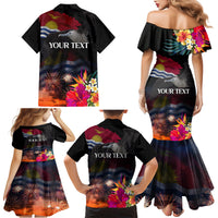 Personalised Kiribati Independence Day Family Matching Mermaid Dress and Hawaiian Shirt Frigatebird and Plumeria Hibiscus Flower LT03 - Polynesian Pride