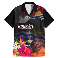 Personalised Kiribati Independence Day Family Matching Mermaid Dress and Hawaiian Shirt Frigatebird and Plumeria Hibiscus Flower LT03 Dad's Shirt - Short Sleeve Black - Polynesian Pride