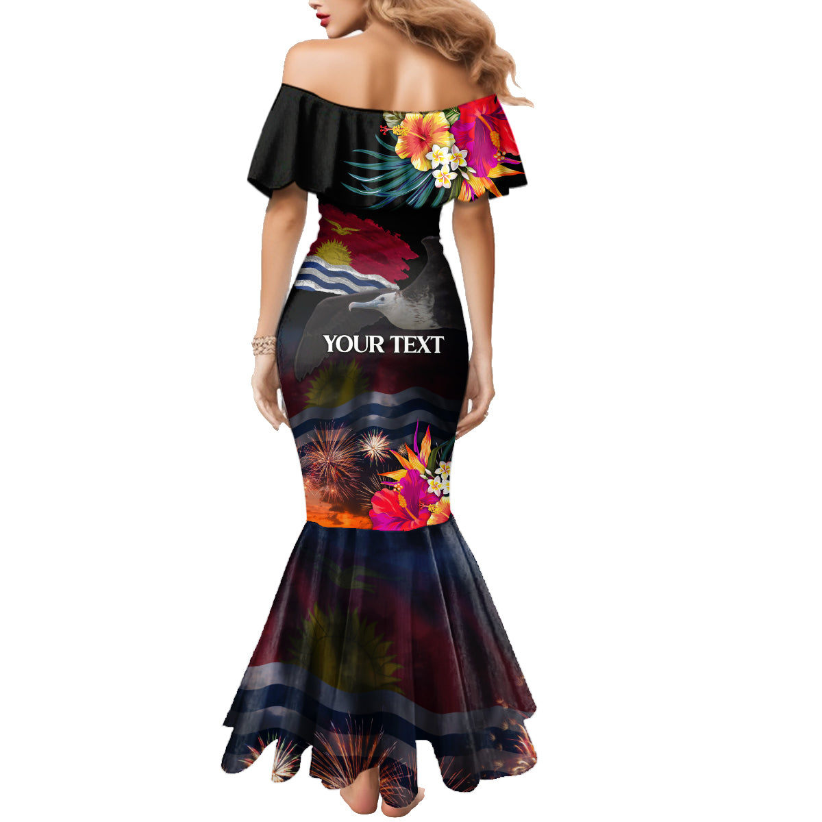 Personalised Kiribati Independence Day Family Matching Mermaid Dress and Hawaiian Shirt Frigatebird and Plumeria Hibiscus Flower LT03 - Polynesian Pride