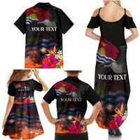 Personalised Kiribati Independence Day Family Matching Summer Maxi Dress and Hawaiian Shirt Frigatebird and Plumeria Hibiscus Flower LT03 - Polynesian Pride