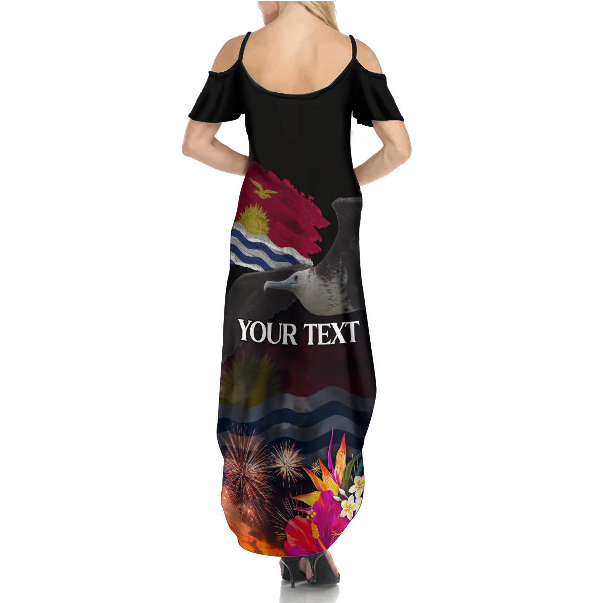 Personalised Kiribati Independence Day Family Matching Summer Maxi Dress and Hawaiian Shirt Frigatebird and Plumeria Hibiscus Flower LT03 - Polynesian Pride