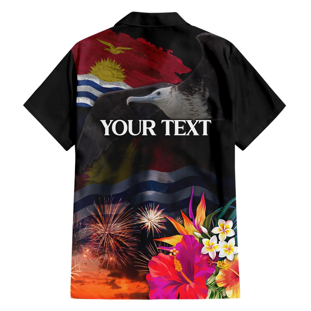 Personalised Kiribati Independence Day Hawaiian Shirt Frigatebird and Plumeria Hibiscus Flower LT03 - Polynesian Pride