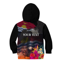 Personalised Kiribati Independence Day Kid Hoodie Frigatebird and Plumeria Hibiscus Flower LT03 - Polynesian Pride