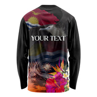 Personalised Kiribati Independence Day Long Sleeve Shirt Frigatebird and Plumeria Hibiscus Flower LT03 - Polynesian Pride