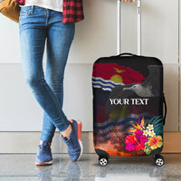 Personalised Kiribati Independence Day Luggage Cover Frigatebird and Plumeria Hibiscus Flower LT03 - Polynesian Pride