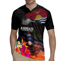 Kiribati Independence Day Rugby Jersey Frigatebird and Plumeria Hibiscus Flower