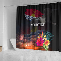 Personalised Kiribati Independence Day Shower Curtain Frigatebird and Plumeria Hibiscus Flower LT03 - Polynesian Pride