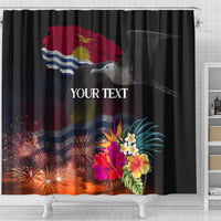 Personalised Kiribati Independence Day Shower Curtain Frigatebird and Plumeria Hibiscus Flower LT03 - Polynesian Pride