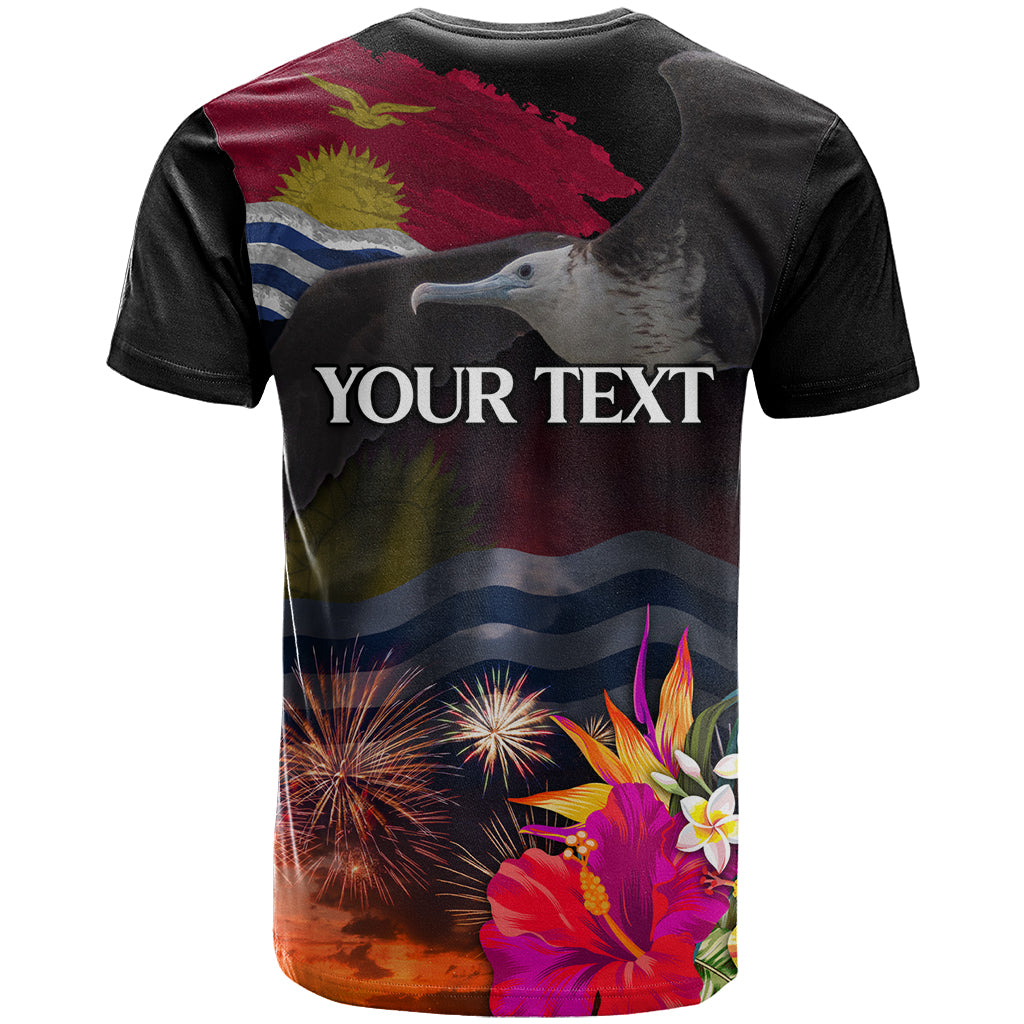 Personalised Kiribati Independence Day T Shirt Frigatebird and Plumeria Hibiscus Flower LT03 - Polynesian Pride