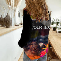 Personalised Kiribati Independence Day Women Casual Shirt Frigatebird and Plumeria Hibiscus Flower LT03 - Polynesian Pride