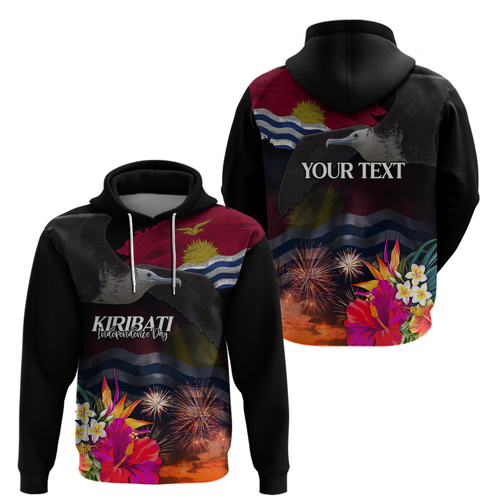 Personalised Kiribati Independence Day Zip Hoodie Frigatebird and Plumeria Hibiscus Flower LT03 - Polynesian Pride