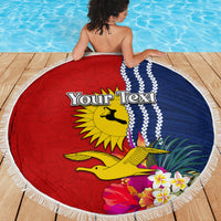 Personalised Kiribati Independence Day Beach Blanket Kiribati Map With Flag Color