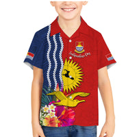 Personalised Kiribati Independence Day Family Matching Mermaid Dress and Hawaiian Shirt Kiribati Map With Flag Color LT03 Son's Shirt Red - Polynesian Pride