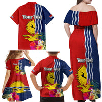 Personalised Kiribati Independence Day Family Matching Off Shoulder Maxi Dress and Hawaiian Shirt Kiribati Map With Flag Color LT03 - Polynesian Pride