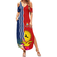 Personalised Kiribati Independence Day Family Matching Summer Maxi Dress and Hawaiian Shirt Kiribati Map With Flag Color LT03 Mom's Dress Red - Polynesian Pride