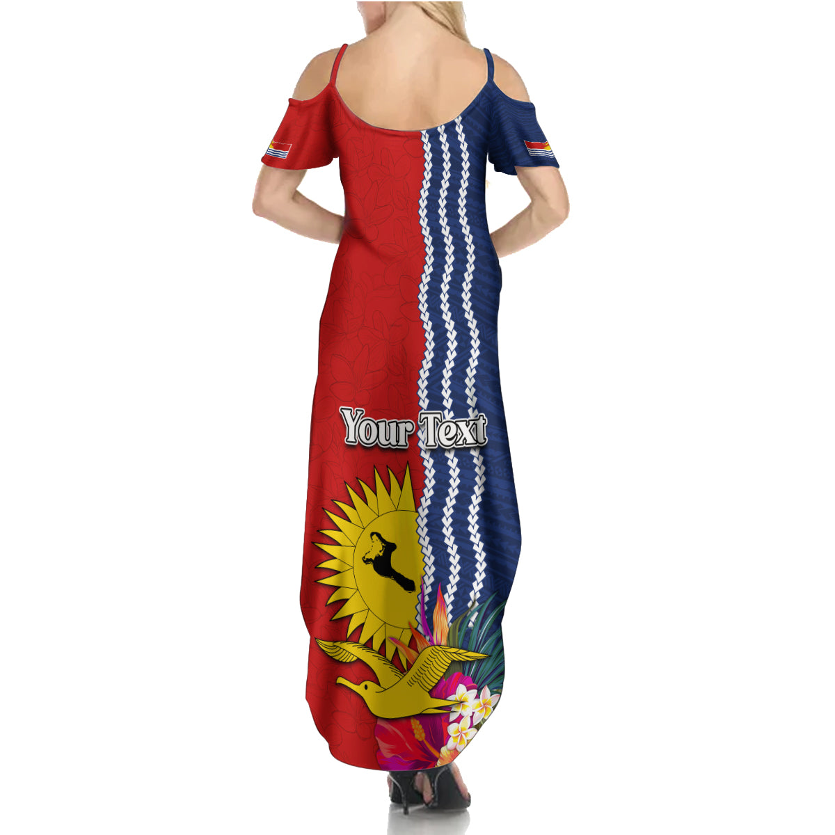 Personalised Kiribati Independence Day Family Matching Summer Maxi Dress and Hawaiian Shirt Kiribati Map With Flag Color LT03 - Polynesian Pride