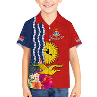 Personalised Kiribati Independence Day Kid Hawaiian Shirt Kiribati Map With Flag Color LT03 Kid Red - Polynesian Pride
